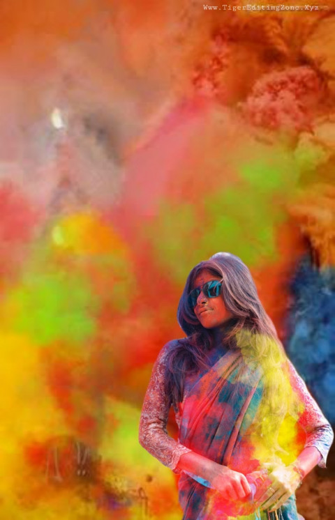 Happy Holi Editing Background With Girl For Picsart & Photoshop
