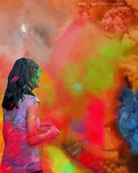 Happy Holi Editing Background With Girl For Picsart & Photoshop