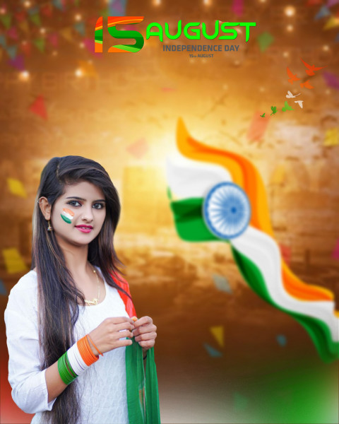 Happy Independence Day HD Background For 15 August Photo Editing With Girl