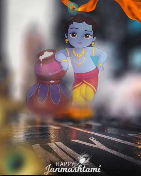 Happy Krishna Janmashtami CB Background HD For CB PicsArt Photo Editing