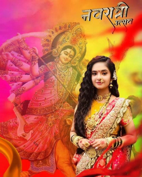 Happy Navratri Background With Girl For CB Snapseed Editing