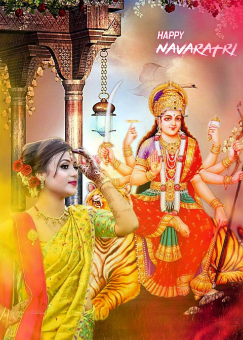 Happy Navratri Editing Background With Girl