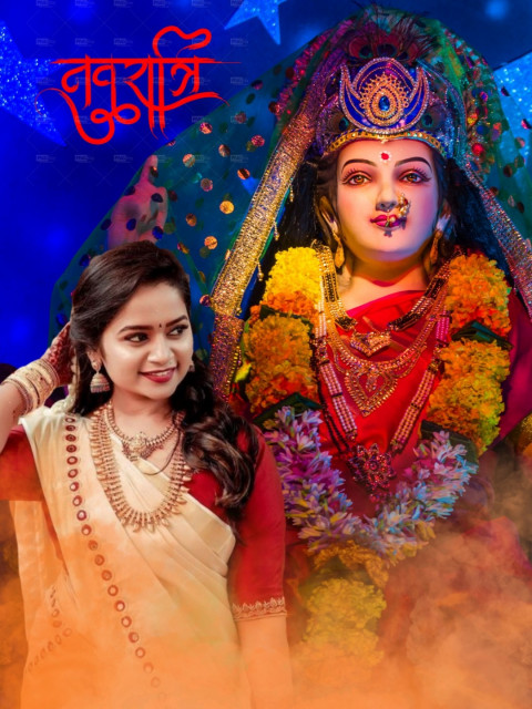 Happy Navratri Photo Editing Background Girl For PicsArt Image