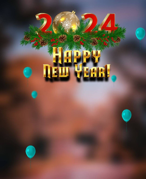 Happy New Year 2024 Photoshop Editing Background Stock
