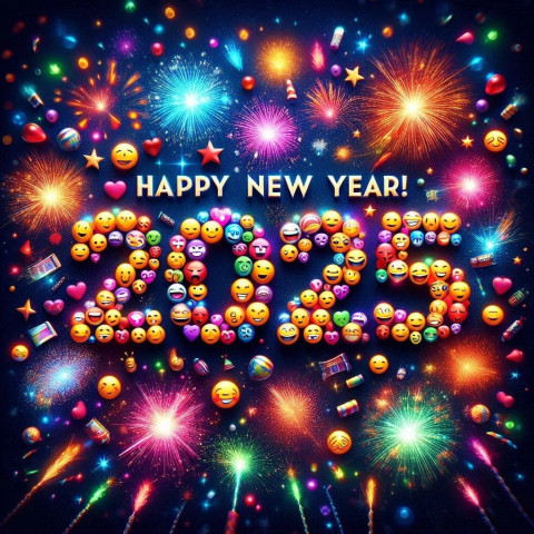 Happy New Year 2025 Emoji Combo Background Cb
