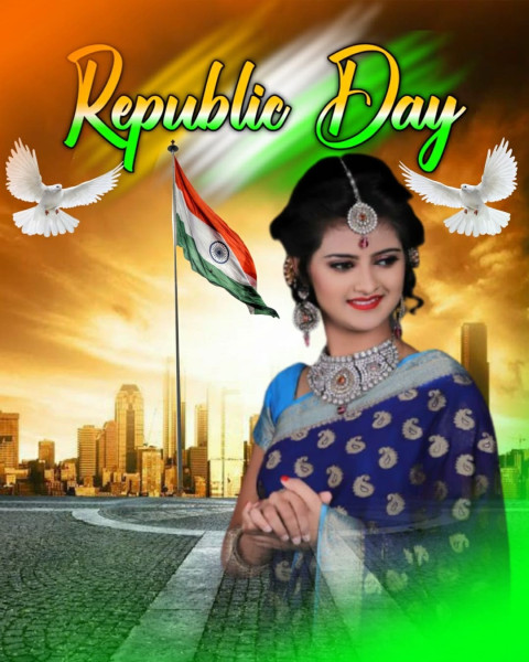 Happy Republic Day 26 January CB Background Full HD With Girl