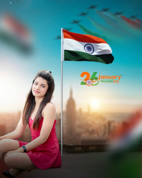 Happy Republic Day Girl CB Editing Background HD