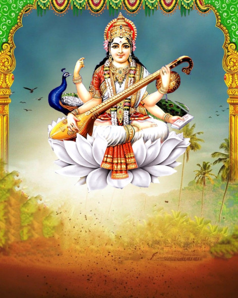 Happy Saraswati Pooja CB Full HD Background Free New