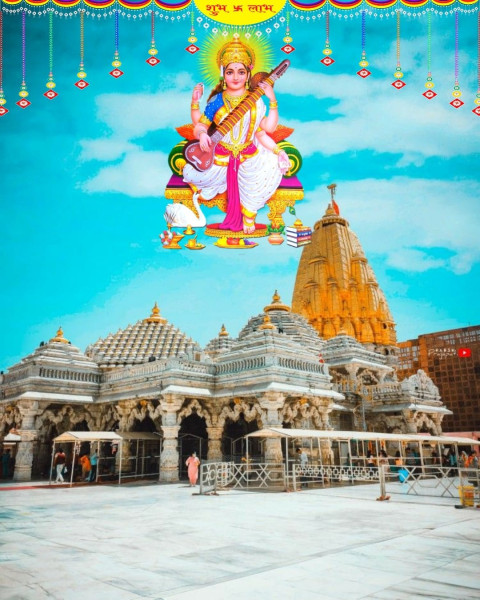 Happy Saraswati Pooja Photo Editing CB Background Free