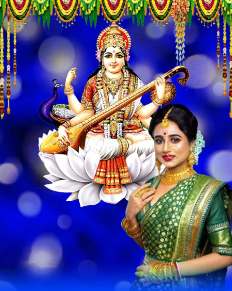 Happy Saraswati Puja Editing Background Full HD Free Stock