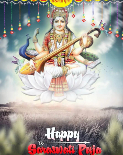 Happy Saraswati Puja Editing PicsArt CB Background Download