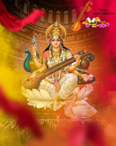 Happy Saraswati Puja Photo Editing Background for Photoshop