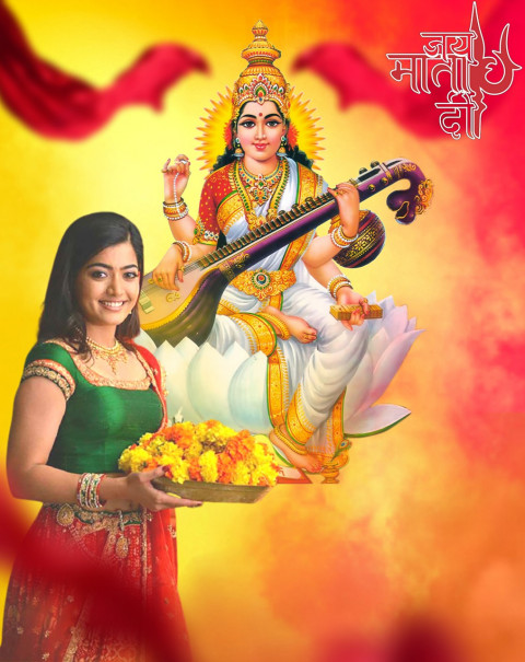 Happy Saraswati Puja Photo Editing Background With Girls For Picsart Cb