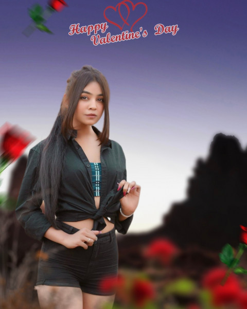 Happy Valentine Day Background For Editing With Love Girls Pis