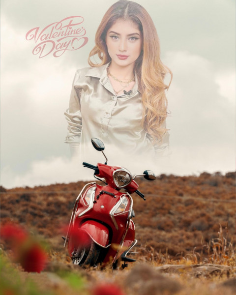 Happy Valentine Day CB Background With Girl For Photo Editing