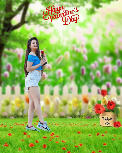 Happy Valentine Day Love Background With Girl For Picsart Editing