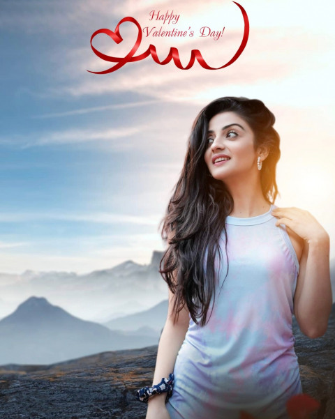 Happy Valentine's Day Background For Editing With Girl Picsart Photo HD