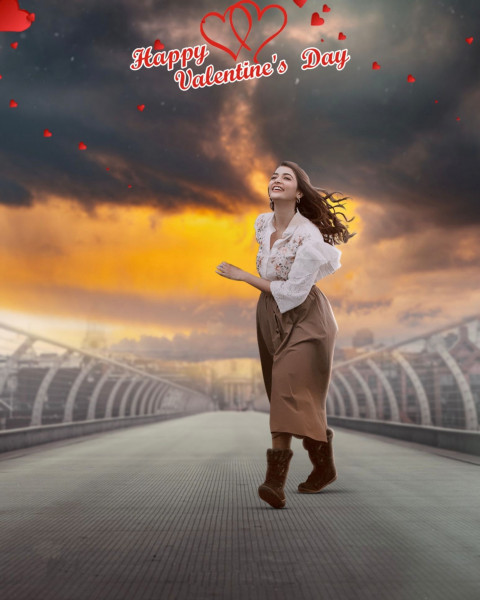 Happy Valentines Day CB Editing Background With Girl For Snapseed HD