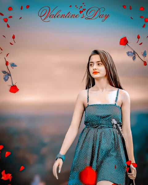 Happy Valentines Day HD Background For Photoshop Girl