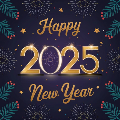 Hd Photo 2025 Golden Text Stylish Cursive Happy New Year