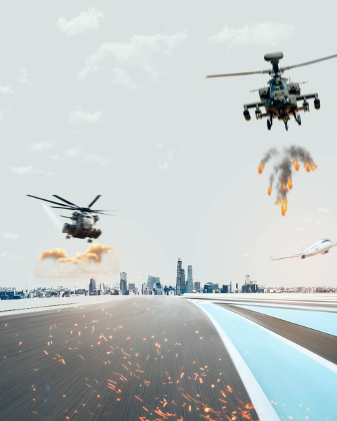 Helicopter Moview Poster Background For Editing