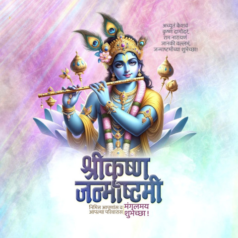Hindu Festival Lord Krishna Janmashtami Editing Banner Pictures HD