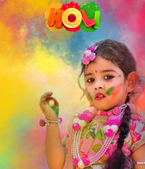 Holi Color  Photo Editing Background With Girls HD