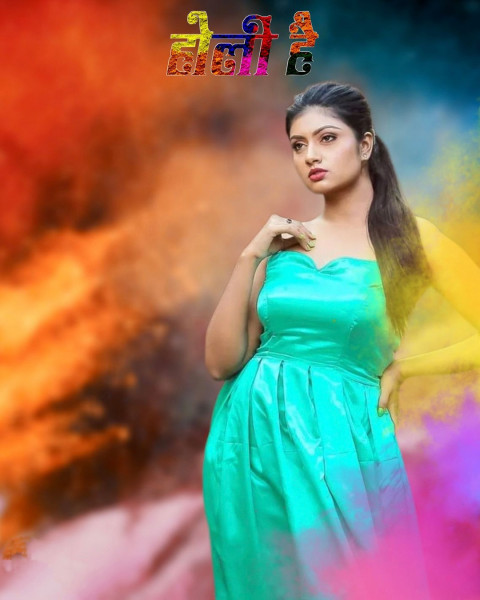 Holi Photo Editing Background With Girl HD
