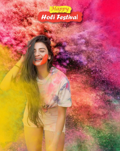 Holi Special Photo Editing Background with Girls