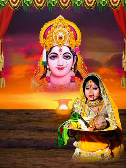 Jai Chhathi Maiya CB PicsArt Background Download With Girl