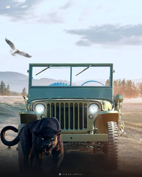 Jeep With Black Panther Picsart BAckground HD