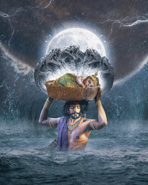 Krishna Janmashtami Wallpaper With Snake Background