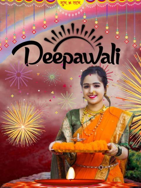 Latest Deepawali Photo Editing Background Online with Girls