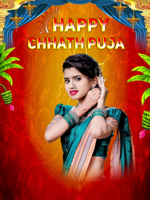 Latest Girl Happy Chhath Puja CB Background for Snapseed Editing