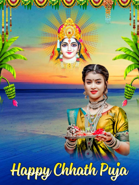 Latest Girls Chhath Puja Photo PicsArt Editing Background Online