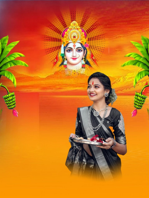 Latest Girls Chhathi Maiya Special PicsArt Editing Background