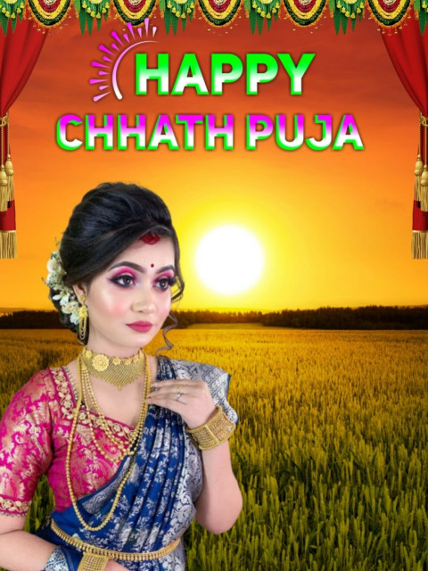 Latest Happy Chhath Puja CB Background Download With Girl