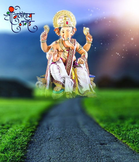 Lord Ganesha PicsArt Banner Editing HD Background Download New