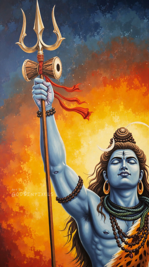 Lord Mahadev With Trishul Hd Photo Full Screen Wallpaper