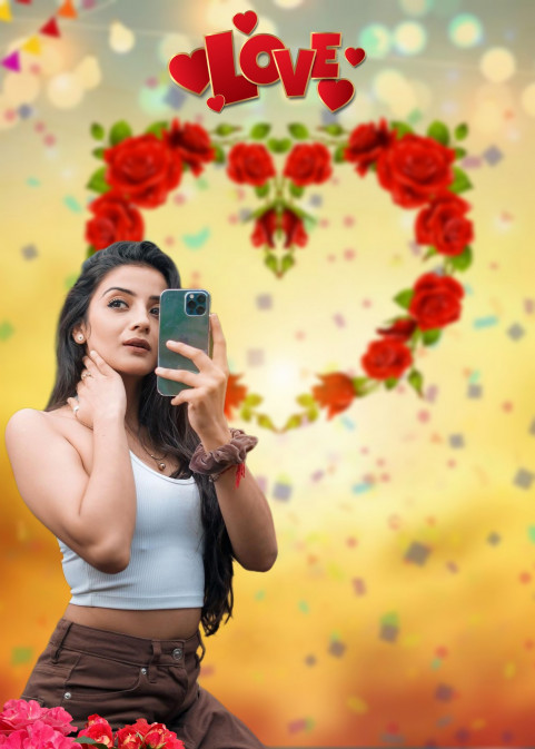 Love Valentine Day Background With Girl For Trending Picsart Editing