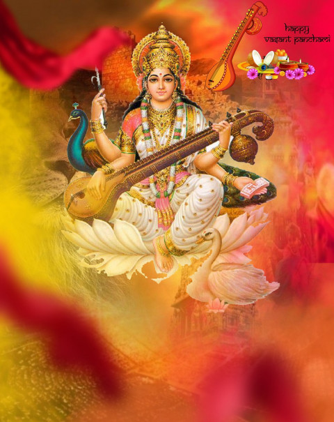 Maa Saraswati Puja Picsart Background For Photoshop Editing