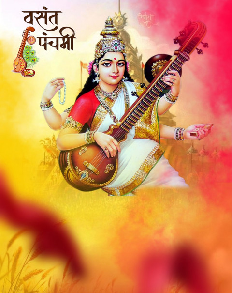 Maa Saraswati Puja Picsart Background HD For Photoshop Editing