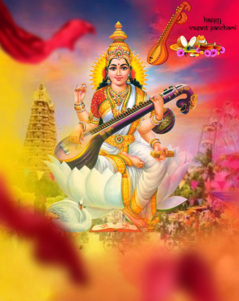 Maa Saraswati Puja Picsart Background HD For Photoshop Editing New