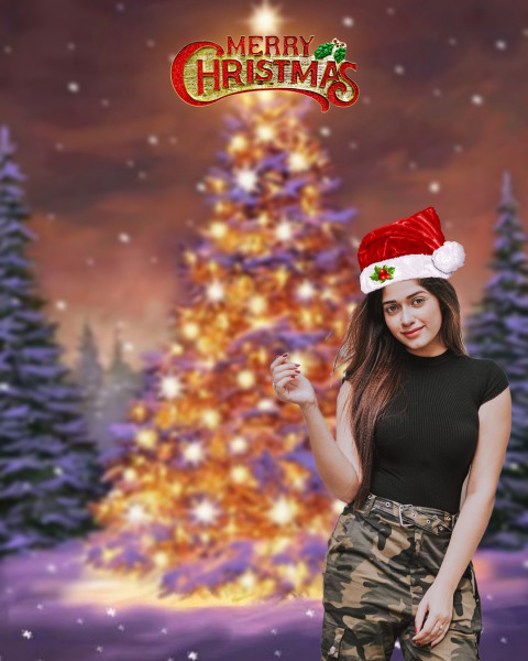 Merry Christmas Background For Editing With Girl Picsart Cb