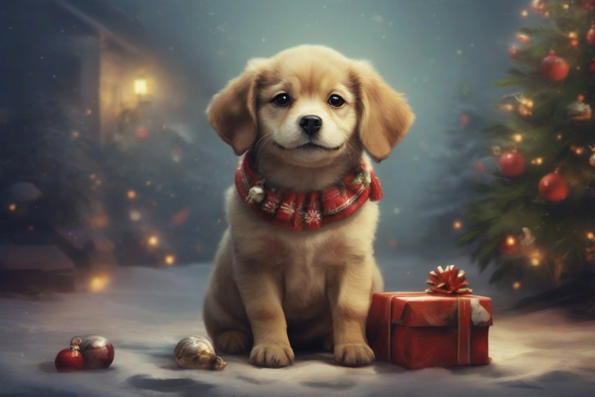 Merry Christmas Cute Dog Wallpaper For Desktop Backgrounds