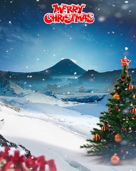 Merry Christmas Day Mountain CB PicsArt Background