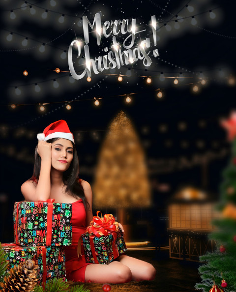 Merry Christmas Wallpaper Full HD With Girl Images For Cb Editing Photo