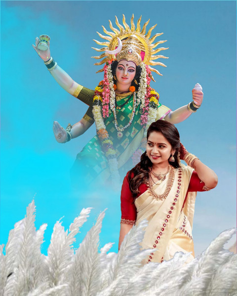 Navratri Background With Girl For Durga Puja Cb Photo Editing Free