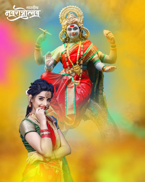 Navratri Background With Girl For Durga Puja Cb Photo Editing New