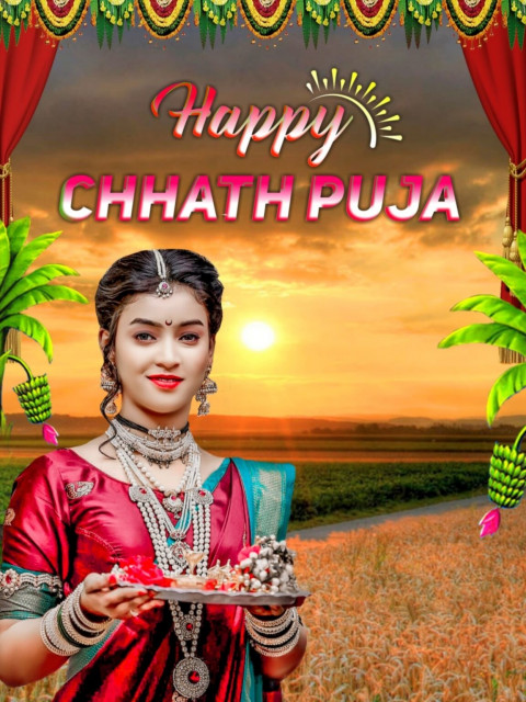 New Beautiful Girl Happy Chhath Puja CB PicsArt Editing Background